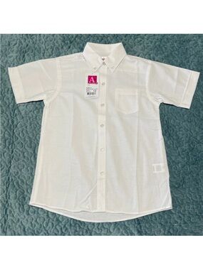 A+ School Apparel Uniform Girls Oxford Blouse Shirt SZ 12 SS White Button Collar